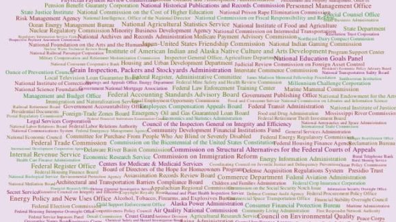Agency Overload: Meet the Federal Bureaucracy One-Page Word Cloud