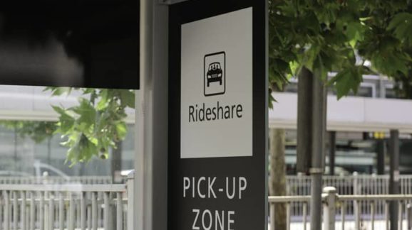 Rideshare pickup zone GettyImages-1144439958